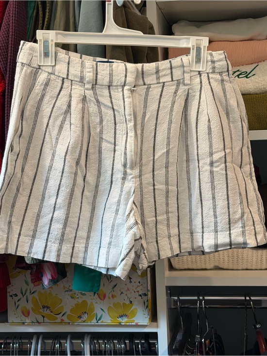 Old Navy Pants - Old Navy White Shorts with Black Vertical Stripes, Extra High Rise Small Linen